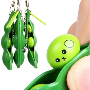 :2Pc Pea Pod Fidget! Squeeze Beans, Keychain Fun