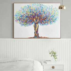 Modern Abstract Embrace Couple Tree Canvas Poster HD Print