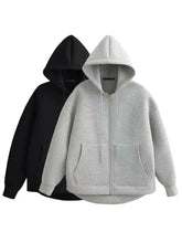 Load image into Gallery viewer, HH Autumn Women Casual Hooded Jacket Loose Oversize Zipper Hoodie Sweatshirts Solid Coat Office Lady Chic Outwear Tops
