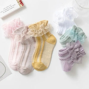 Spring Girls Frilly Lace Socks - Baby Tutu Cotton Princess Dance Socken