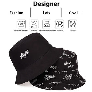 Unisex Letter Embroidery Bucket Hat Outdoor Casual Sunscreen Fishermen Cap