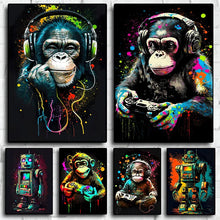 Load image into Gallery viewer, 80s Monkey Gamer Canvas Print: Retro Wall Art for Gaming Room Aesthetics