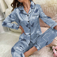 Load image into Gallery viewer, Women Satin Pajama Casual Sleepwear Home Clothes Suit Autumn Long Sleeve Button Up Top &amp; Pants Nightwear Loungewear Pyjama Femme