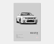 Load image into Gallery viewer, Black and White Japan Cars Luxury Super Sport Car Poster Aesthetic R34 Gtr 240sx Canvas Print for Wall Art Garage Room Decor