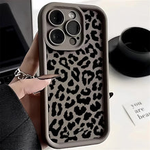 Load image into Gallery viewer, Black Leopard Print Pattern Silicone Phone Case For iPhone 17 11 12 13 14 15 16 Pro Max 16E X XS XR 7 8 Plus 16 Shockproof Cover