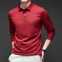 Load image into Gallery viewer, New Men's Business Casual Long Sleeved Shirt with Badge Solid Color Polo Shirt Fashionable Breathable Comfortable Versatile Top