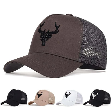 Unisex Adjustable Baseball Cap - Animal Antlers Embroidery Mesh - Spring & Summer Hat