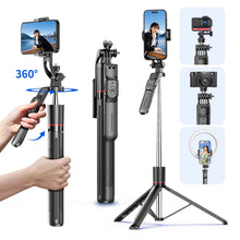 Load image into Gallery viewer, F16 Selfie Stick Tripod with 1708mm Long 8-Section Pole, Bluetooth Remote, 360° Rotation, 1/4 Interface, for Phone Camera Vlog