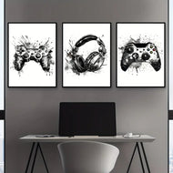 Gaming Graffiti Gamepad Earphone Funny Wall Art Canvas Poster Gamer Room Wall Decor Prints Modern Living Room Posters