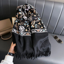Load image into Gallery viewer, Women Winter Cashmere Scarf Embroidered Thick Shawl Wrap