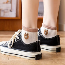 Load image into Gallery viewer, 5 Pairs Teddy Bear Ankle Socks - Comfy Women&#39;s Crew Stockings - Cute Short Socks Set