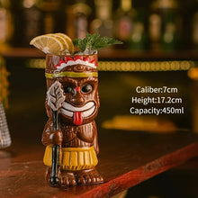 Load image into Gallery viewer, Hawaiian Style Brown Tiki Mug Creative Cocktail Mug Cup Zombie Ceramic Tiki Mug Drinkware Cup Mug For Tiki Bar Party