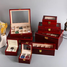 Load image into Gallery viewer, Wooden Watch Box 1/2/3/5/6/10/12 Slot Watch Gift Box Watch Storage Travel Case Organizer Men Jewellery Box Piano-bake-paint