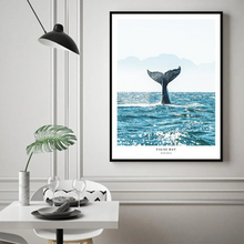 Load image into Gallery viewer, Scandinavian Minimalist Wall Art - Blue Whale Tail Sea HD Canvas Oil Painting Poster