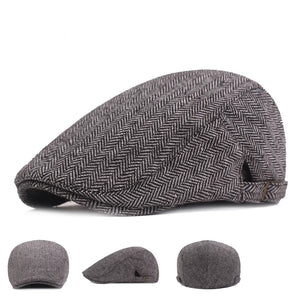 Men's Vintage Herringbone Newsboy Cap Autumn Spring Casual Gatsby Beret