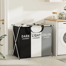 Load image into Gallery viewer, 1 PC Large Laundry Hamper 3 Sections Divided Laundry Basket Foldable Washing Bin Dirty Cloth Storage Bag