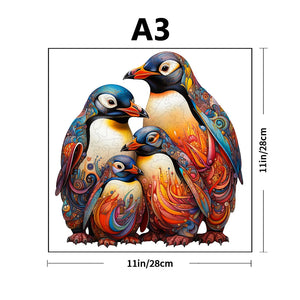 Wooden Penguin Puzzle - Irregular Animal Shape, Gift Box, Stress Relief & Family Fun