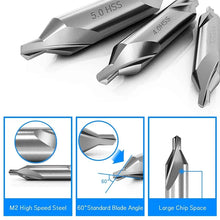 Load image into Gallery viewer, 7Pcs 1/1.5/2/2.5/3/4/5 Center Drill Bits Set,60-Degree Angle Center Drill Bits Kit Countersink Tools for Lathe Metalworking