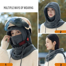Load image into Gallery viewer, Unisex Winter Balaclava Knit Hood Windproof Bike Scarf Cap Men Women Warm Fleece Ski Mask with Drawstring Cold Weather Gear