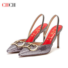 Load image into Gallery viewer, CHCH Women's High Heels 2025 Sharp tip Destiny Closed Toe Strappy Heels Sexy Wedding Bridal Party Dress Shoes 9cm