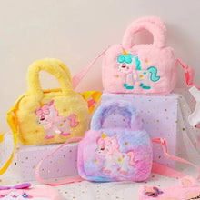 Load image into Gallery viewer, : Kids Unicorn Crossbody Purse: Plush, Embroidered, Rainbow