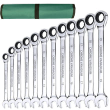 Load image into Gallery viewer, 12pcs Ratchet Spanner Wrench Set Metric Combination Ratcheting Spanners 8-19mm