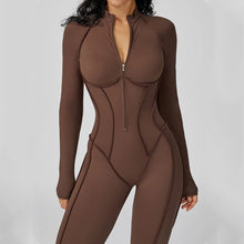 Load image into Gallery viewer, Yoga Bodysuit Long Sleeved Women's Tracksuits Gym Zipper Jumpsuits Sports Workout High-intensity Fitness One-piece Tights Suit