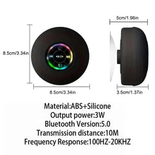 Load image into Gallery viewer, Waterproof Bluetooth Speaker with Colorful LED Lights, Strong Suction Cup &amp; Phone Holder, Portable Mini Speaker for Outdoor/Show