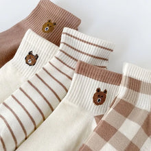 Load image into Gallery viewer, 5 Pairs Teddy Bear Ankle Socks - Comfy Women&#39;s Crew Stockings - Cute Short Socks Set