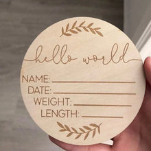 Load image into Gallery viewer, Baby Wooden Engraved Milestone Cards Wooden Hello World