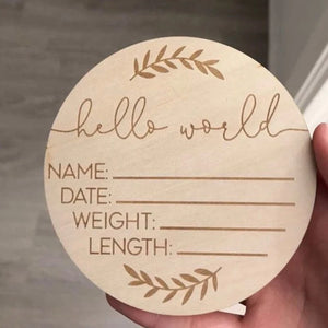 Baby Wooden Engraved Milestone Cards Wooden Hello World