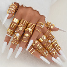 Load image into Gallery viewer, 58PCS Vintage Heart Snake Butterfly Rings Set for Women Fashion Metal Gold Plated Geometric Hollow Finger Ring Jewelry Gifts New