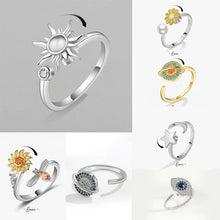 Load image into Gallery viewer, Anti Stress Anxiety Fidget Rings for Women Satinless Steel Spinner Sunflower Sun Star Ring Trendy Jewelry Gift Dropshipping