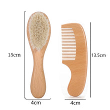 Load image into Gallery viewer, 1/2 Pieces of Baby Natural Wool Wood Brush Comb Set Newborn Comb Head Massager Shower Brush Comb Baby Shower Gift