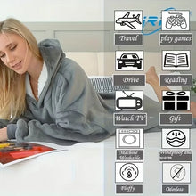 Load image into Gallery viewer, Super Long Flannel Blanket with Sleeves Winter Hoodies Sweatshirt Women Men Pullover Fleece Giant TV Blanket Oversized