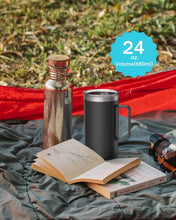 Load image into Gallery viewer, 24oz 680ml Insulated Coffee Mug with Lid, Stainless Steel Coffee Cup, Double Wall Vacuum Coffee Tumbler with Handle