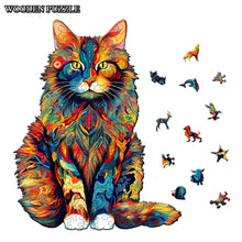 Load image into Gallery viewer, Colourful Cat Wooden Puzzle Irregular Animal Shaped Wooden Puzzle Puzzle Toy Birthday Gift