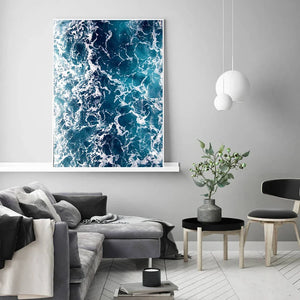 Scandinavian Minimalist Wall Art - Blue Whale Tail Sea HD Canvas Oil Painting Poster