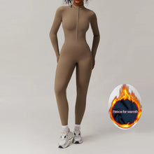 Load image into Gallery viewer, Winter Autumn Women's One-piece Yoga Jumpsuit leggings Long-sleeved Warm ski Overalls Outerwear High Elastic Cycling Bodysuit