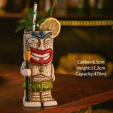 Load image into Gallery viewer, Hawaiian Style Brown Tiki Mug Creative Cocktail Mug Cup Zombie Ceramic Tiki Mug Drinkware Cup Mug For Tiki Bar Party