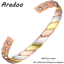 Load image into Gallery viewer, ARADOO Magnetic Pure Copper Bracelet Minimalist Cuff Bangle for Men Women
