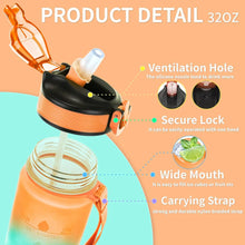 Load image into Gallery viewer, 1L Large Capacity Gradient Water Bottle with Straw, Leakproof &amp; Time Marker for Fitness