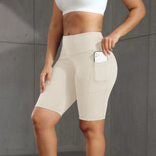 Load image into Gallery viewer, CHRLEISURE Women Solid Yoga Shorts with 3 Pockets High Waist Butt Lifting Workout Tights Gym Elastic Cycling Shorts Activewear
