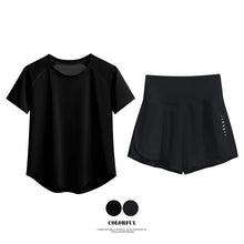Load image into Gallery viewer, DRUR 2pcs Yoga Set Women Summer Sports Suit 2 Piece Sportswear Outfits Female Short Sleeve Fitness Tops Running Shorts Sets New