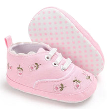 Load image into Gallery viewer, Meckior Newborn Baby Girl Flower Canvas Shoes Non-slip Infant First Walkers