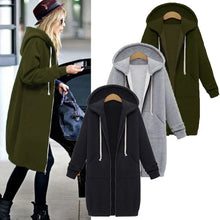 Load image into Gallery viewer, 2024 Women's Autumn Winter ThickenHoodies Parkas Loose Hooded Jackets Zipper Pocket Maxi Size Sweatshirt Sports Dresses Outwear