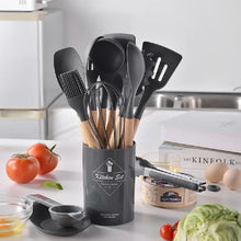 Load image into Gallery viewer, 12Pcs Silicone Utensils Set Non-Stick Cookware Spatula Shovel Egg Beaters Wooden Handle Kitchenware Home Kitchen Cooking Tools