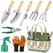 Load image into Gallery viewer, 9 Piece Garden Weeding Tools Stainless Steel Gardening Tool Set with Wooden Handle, Weeder
