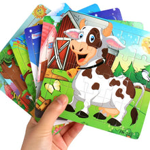 Load image into Gallery viewer, New 20-Piece Wooden 3D Puzzle – Cartoon Animals &amp; Vehicles Montessori Toy for Kids 1-3 Years