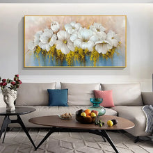 Load image into Gallery viewer, Scandinavian Luxury Wall Art Large White Floral Gold Leaf Abstract Poster Print